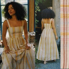 CHRISTY DAWN The Gwen Maxi Dress In Honey Plaid US LARGE NWT