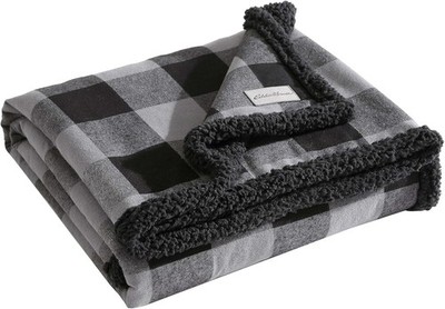 Eddie Bauer - Throw Blanket, Yarn Dyed Cotton 50'' x 60'', Cabin Plaid Grey 