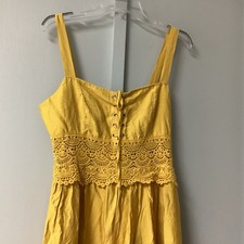 SHEIN Women's MOD Large Solid Ruched Corset Cami Summer Dress Yellow Retro New