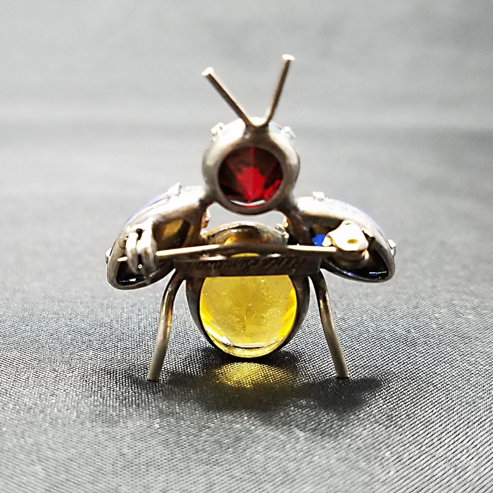 Vintage Adele Simpson Bug Brooch, Multicolored Rh… - image 4