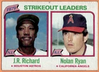 1980 TOPPS 1979 STRIKEOUT LEADERS NOLAN RYAN, J.R. RICHARD CARD #206