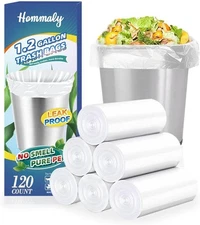 1.2 Gallon 120 pcs(1-1.2 Gal) Small Clear Trash Bags, Strong 1 Gallon 1.2 Gallon