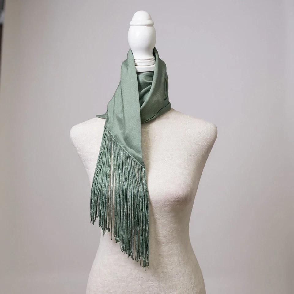 Free People Charmer Flecos Pañuelo Ajustado Verde Menta Elegante Noche Sedosa Glamour Foto 2 de 4