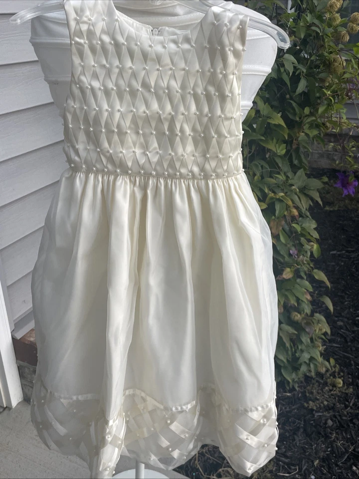 Vestido CENICIENTA Blanco Enrejado Perla Boda Concurso Iglesia Niñas 5 ❤️blt11j Foto 4 de 4