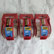 Scotch Heavy Duty Shipping Packaging Tape 3 Rolls with Dispenser 1.88" x 22.2 yd