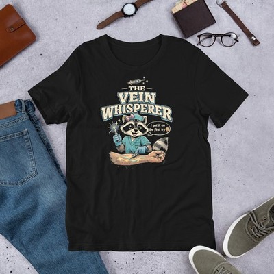 The Vein Whisperer Funny Raccoon Infusion IV Nurse Medical Women's t-shirt