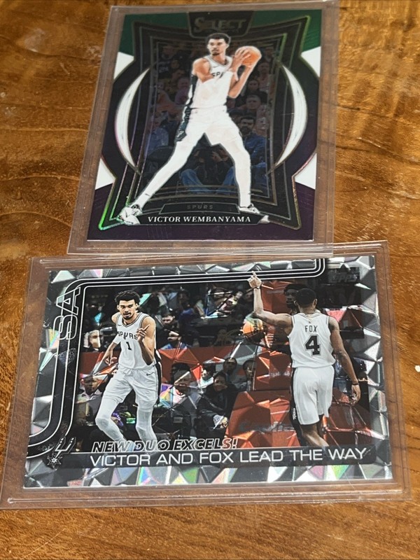 2025 Prizim Purple 9 Victor Wembanyama & Topps 300 2 Cad Lot San Antonio Spurs