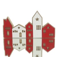 Posiwio Weihnachtsdeko HäUserzeile Rot & Weiß 18 X 9 Cm - Mdf