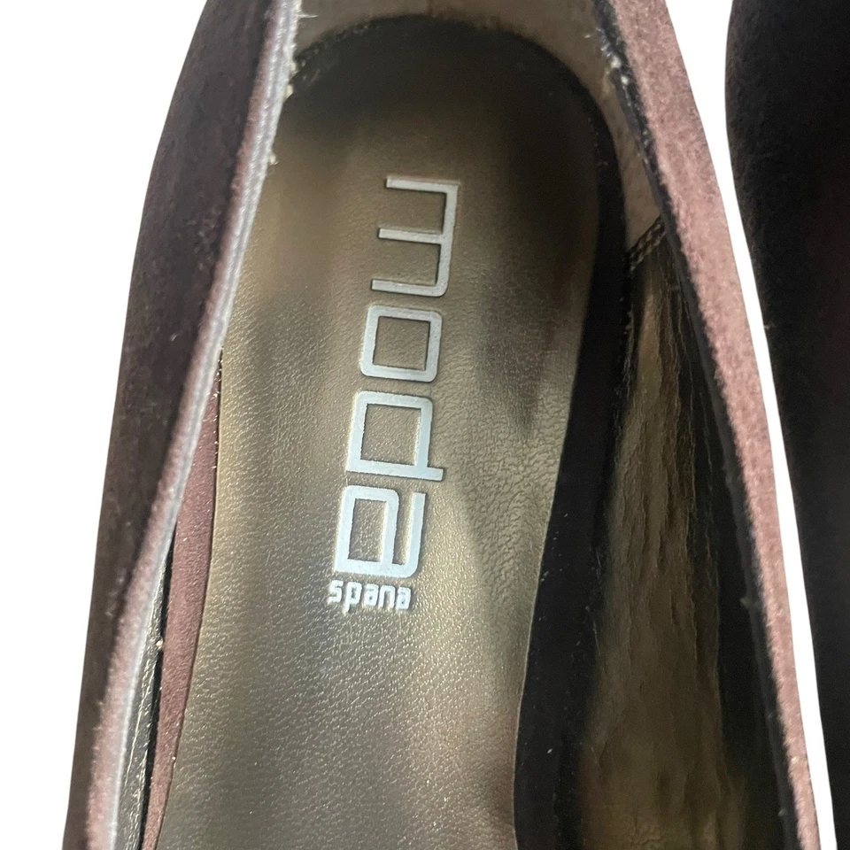 Moda Spana Gwen Brown Nubuck Suede Pumps Almond Toe Platform Heels Size 7 - Image 4 of 4