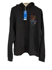 NEW Men  s Adidas Originals Peace Sign Trefoil Hoodie Size Large HC1789