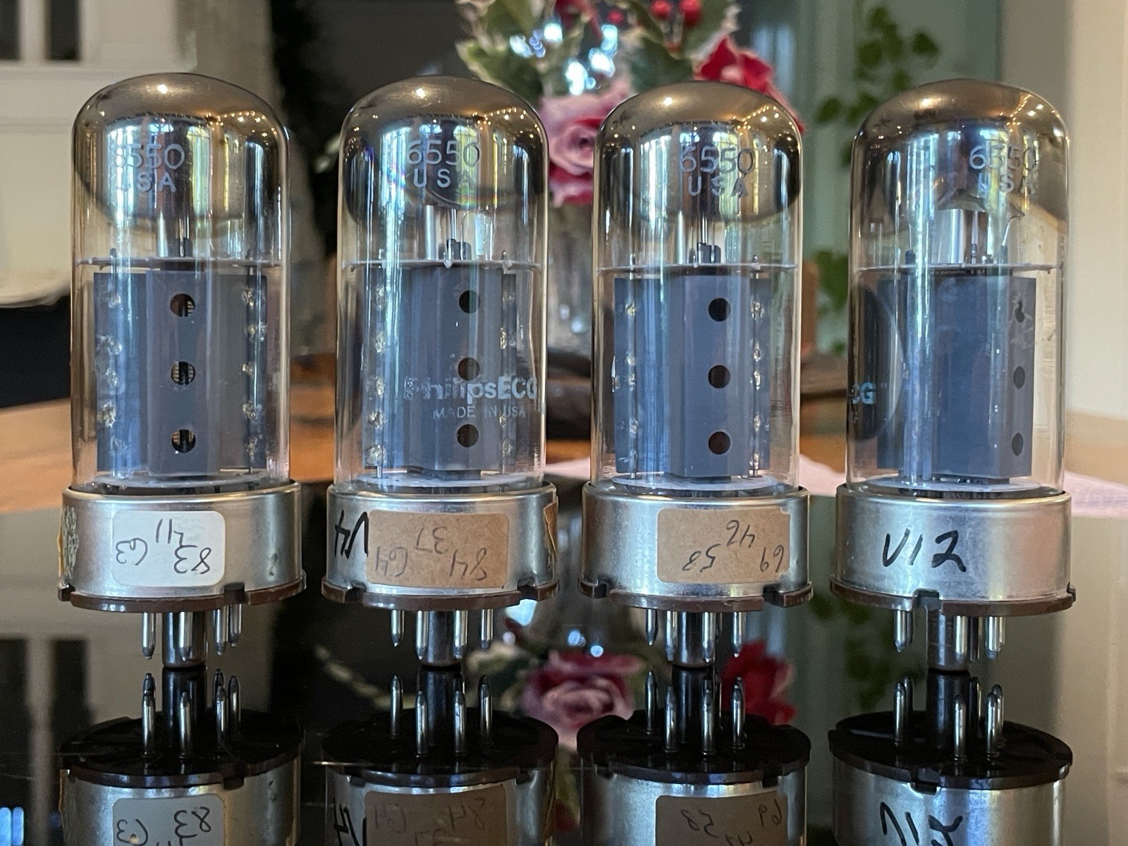 Quad Philips ECG 6550 USA Made Vacuum Tubes - Hickok TV7 Tested