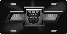 Chevrolet ART Bow-tie Transformers Decepticon Aluminum License Plate Dark & Dark
