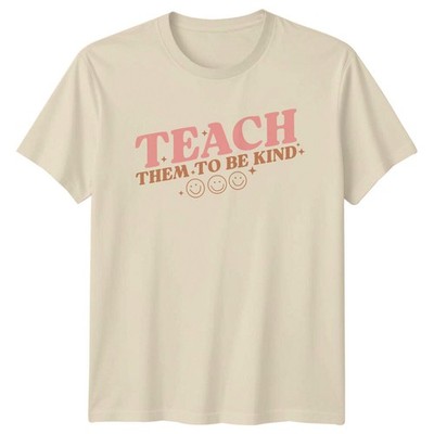Teach Them To Be Kind Teacher T-Shirt, Erwachsene Unisex Geschenk für Lehrer
