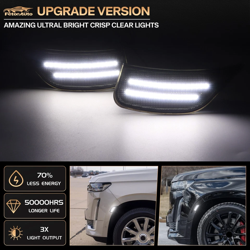 LED 侧标记灯适用于凯迪拉克凯雷德雪佛兰 GMC 育空郊区 2021 - 2024 — 第 3/4 张图片