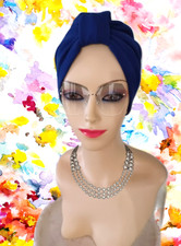 Pretty  Turban Chemo Hat Hair Loss Full Head Wrap Camouflage Royal/Blue