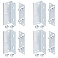 4 Sets Bed Rail Bracket,3-1/4" x 1" No-Mortise Wood Bed Frame Brace Surface M...