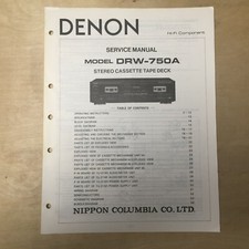 Original Denon Service Manual for the DRW-750A Cassette Tape Deck Owner/User