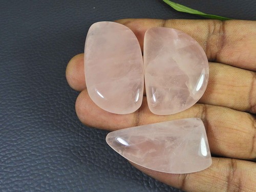 Lote de 3 piezas de piedras preciosas sueltas cabujón de cristal de lujo de cuarzo rosa de 203 quilates 38-41 mm T999 - Imagen 3 de 9