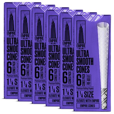 Empire Rolling Ultra Smooth 1 1/4 Size Purple Cones 2 Packs (6 Cones per pack)