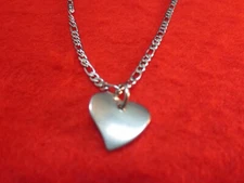 10 1/2"  STAINLESS STEEL SILVER 3mm FIGARO ANKLET AND HEART CHARM