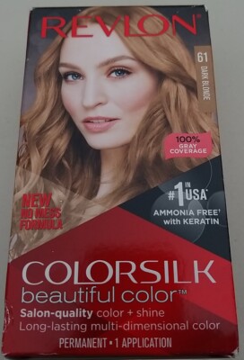 1 Revlon Colorsilk Hair Color: 61 Dark Blonde 100% gray coverage ammonia free US