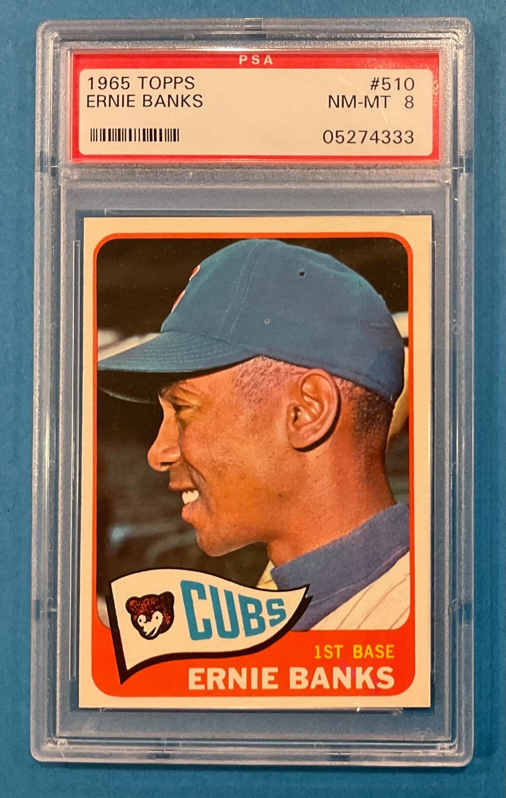 1965 Topps 510 ERNIE BANKS Cubs HOF PSA 8 NM/MT High Number