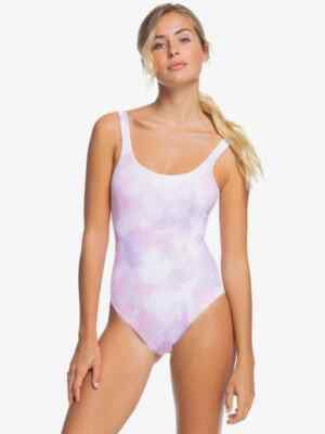 Roxy L92641 Purple Sea Waves Reversible One-Piece Swimsuit Size M