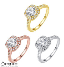 Rose Gold Sterling Silver Filled Diamond Cut Square Silver Engagement Rings