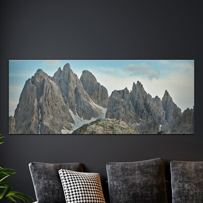 Glas-Bild Wandbilder Panorama Foto-Bild 125x50 Gipfel der Felsen Berge