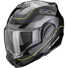 SCORPION EXO TECH EVO PRO SWITCH BLACK YELLOW FIBER TILT MOTORCYCLE HELMET SIZE XL