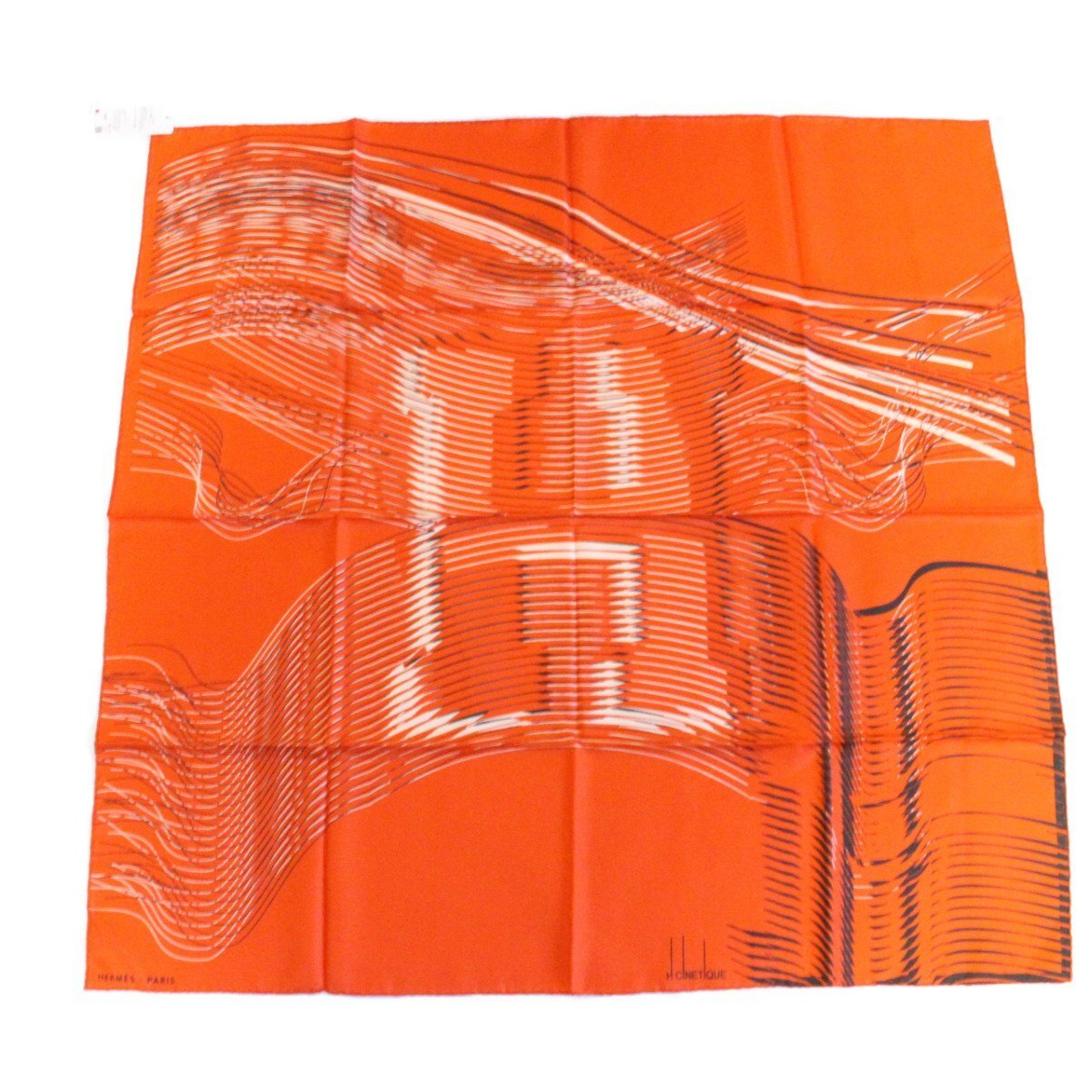 Hermes Carre 90 Scarf H Cinetique Orange Silk 100 Ioki Pawn Shop