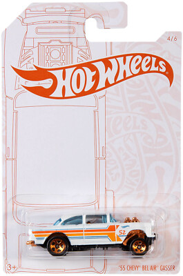 '55 Chevy Bel Air Gasser Pearl and Chrome 2020 in 1:64 Hot Wheels GJW51 GJW48