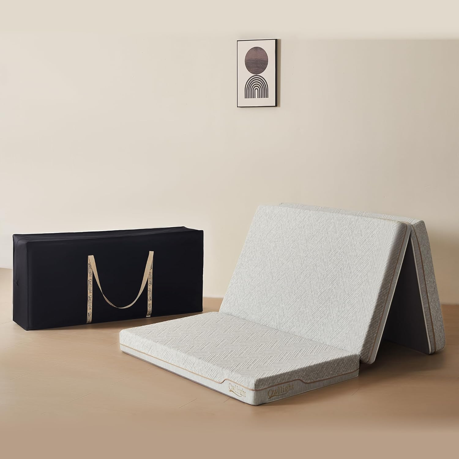 Mattress, Tri-Fold Folding Memory Foam Mattress Topper with Washable Cover, Fold