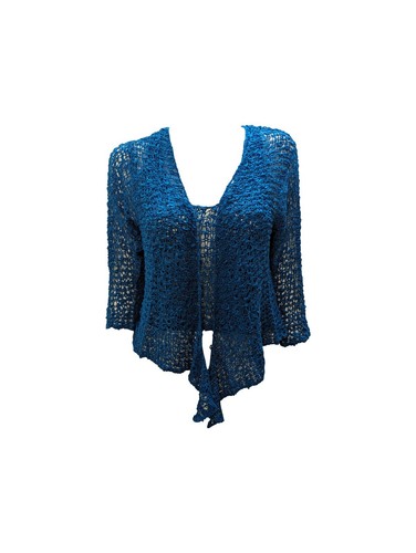Womens Mesh Crochet Shrug Vest Top Festival Boho Hippie Free Size 8 - 18 P. BLUE - Picture 2 of 7