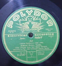 Richard Heber Grosse Air Andantino, Polydor B47587, Violin Germany, NM