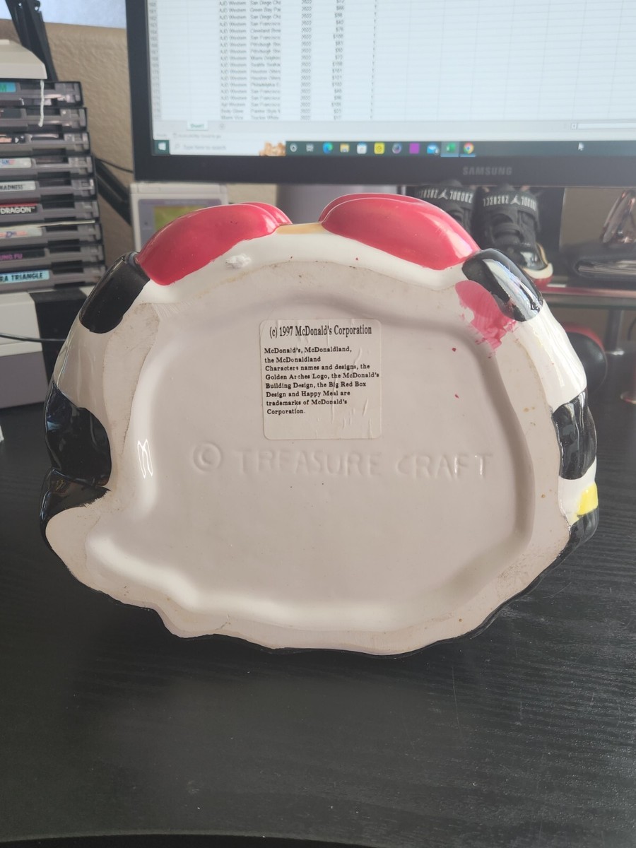 🚨🔥Vintage 1997 Treasure Craft McDonalds Hamburgler Cookie Jar W