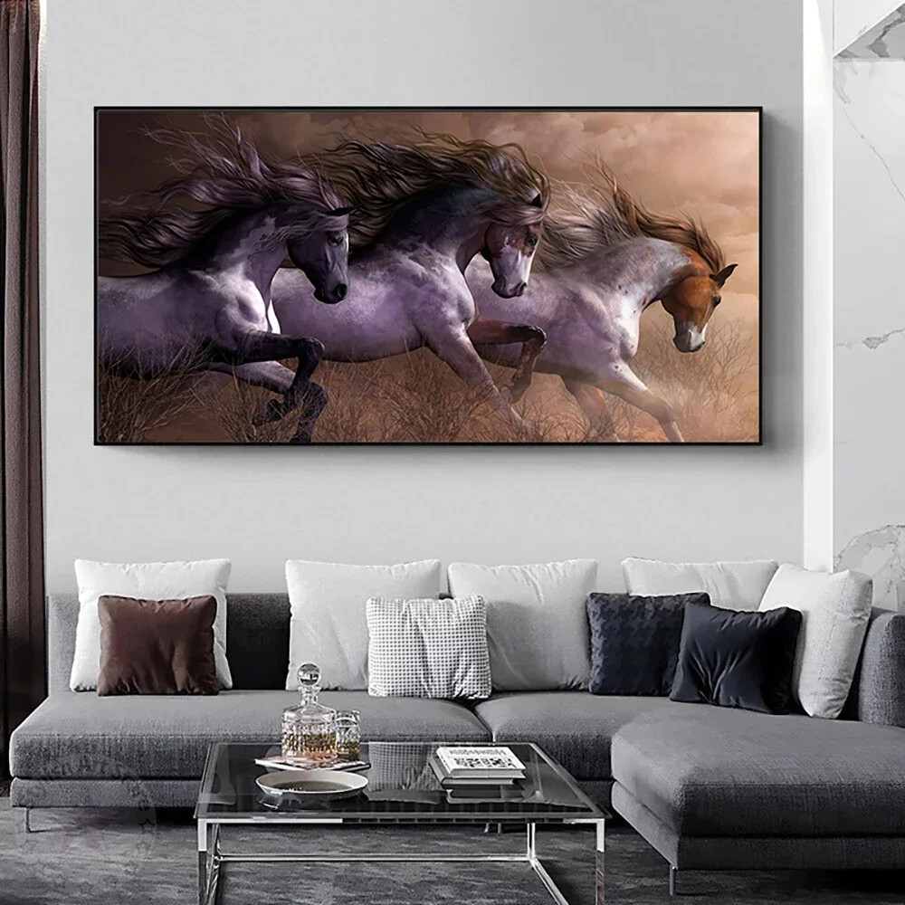 The Galloping Horses Animal Oil Paintings On Canvas Wall Poster Print