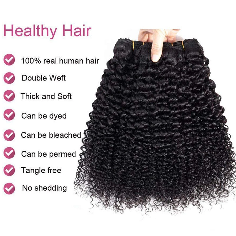 Kinky Curly Weaving Weft Brazilian Virgin Human Hair Extensions 3Bundles THICK H - Image 4 of 4