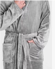 Hikaro Unisex Supersoft FLANNEL COMFORT Bathrobe, Large bnip grey