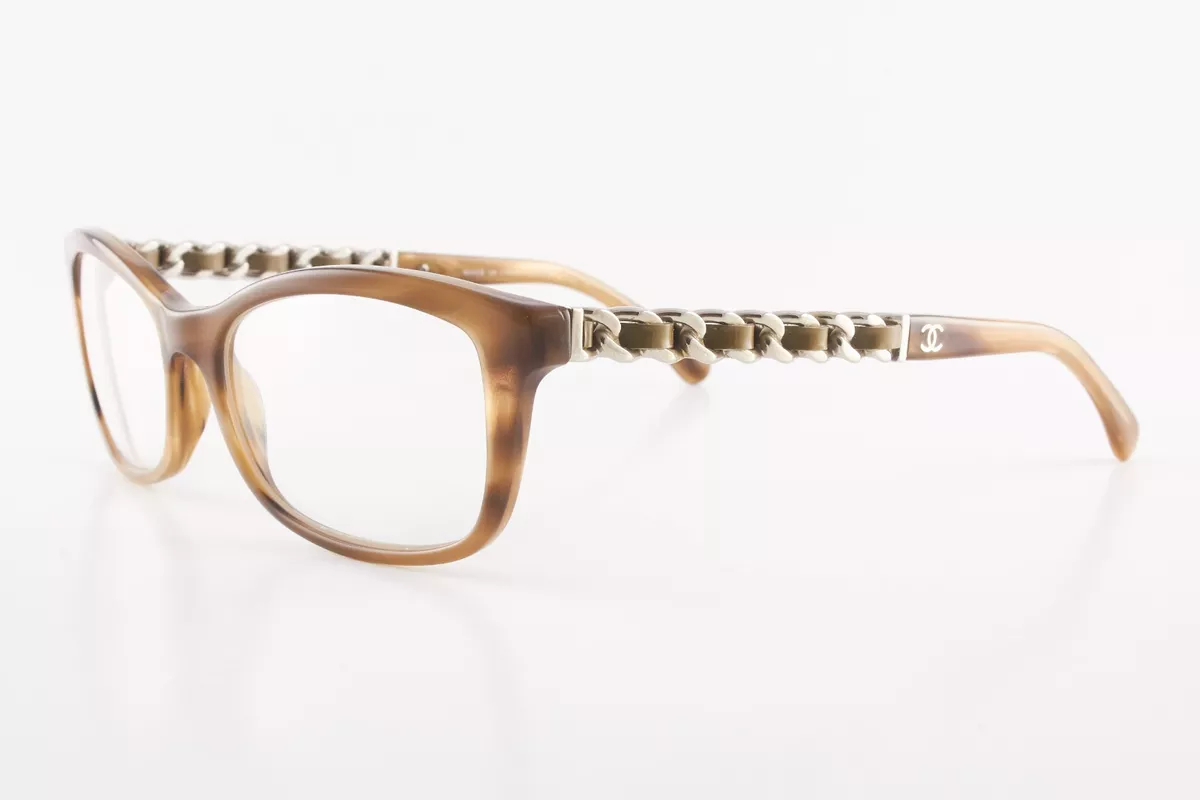 Very RareAuthentic Chanel 3264-Q C.1101 52mm Brown Glitter Silver Glasses  Italy