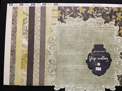 PINK PAISLEE ''QUEEN BEE'' 12X12 DS HEAVY PAPER, DIE CUTS AND FLIP NOTES