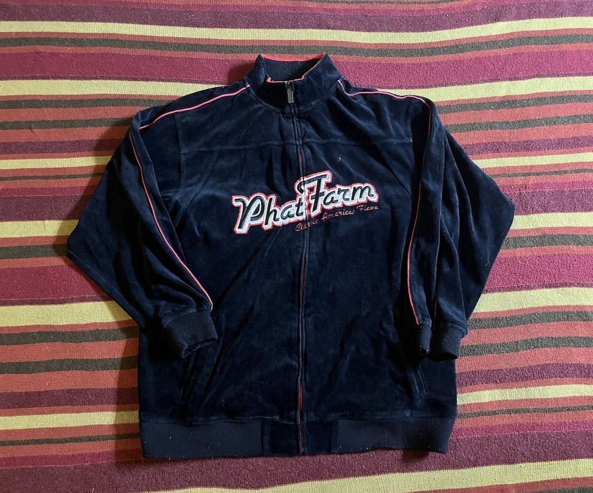Phat Farm Velour Full Zip Up Black Size XL Extra Large Y2k | eBay