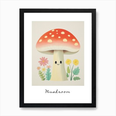 Friendly Kids Mushroom Poster Kunst P gerahmt Wandbild Poster Leinwanddruck Bild