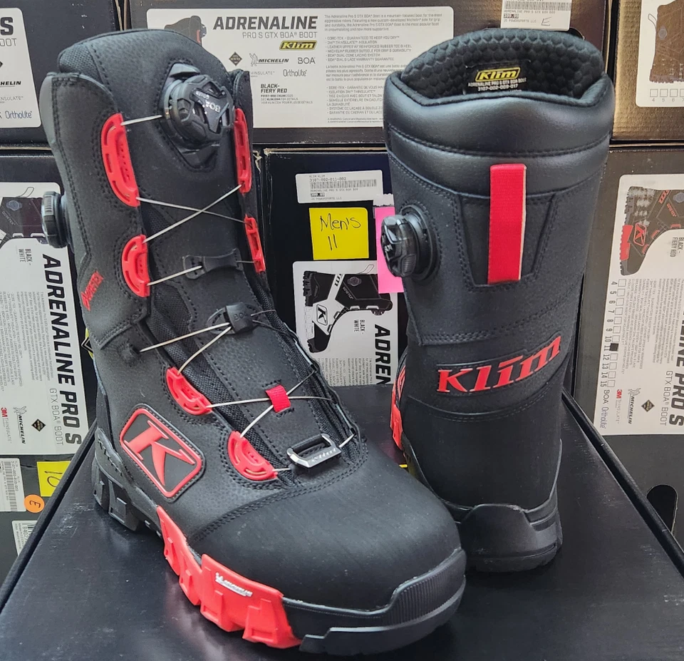 BOTAS DE MOTO DE NIEVE KLIM "ADRENALINE PRO S GTX" DUAL BOA NEGRAS/ROJAS PARA HOMBRE EE. UU. 11 Foto 3 de 4