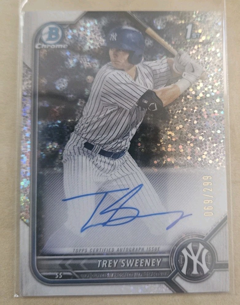 2022 1st Bowman Trey Sweeney Chrome Prospect Auto Speckle Refractor #/299