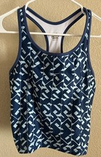 NIKE Dri-Fit Blue Pattern Crop Racerback Tank Top Women  s size Large