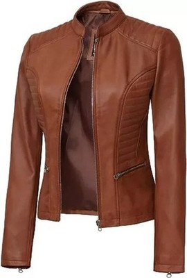 Damen Cafe Racer Moto Style Fashion Jacke - Lammleder Echt Lederjacke - A20