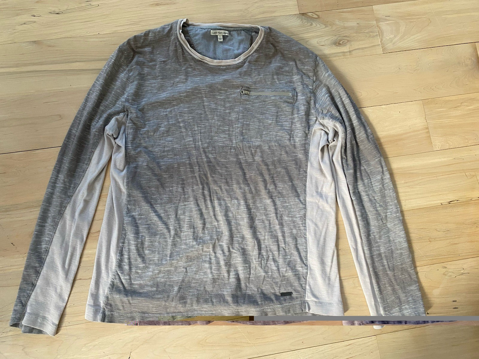 Mens Grey Long Sleeve Shirt Size L