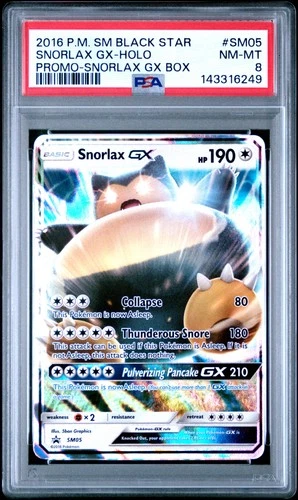 2016 POKEMON SM BLACK STAR PROMO SNORLAX GX BOX #SM05 SNORLAX GX-HOLO PSA 8