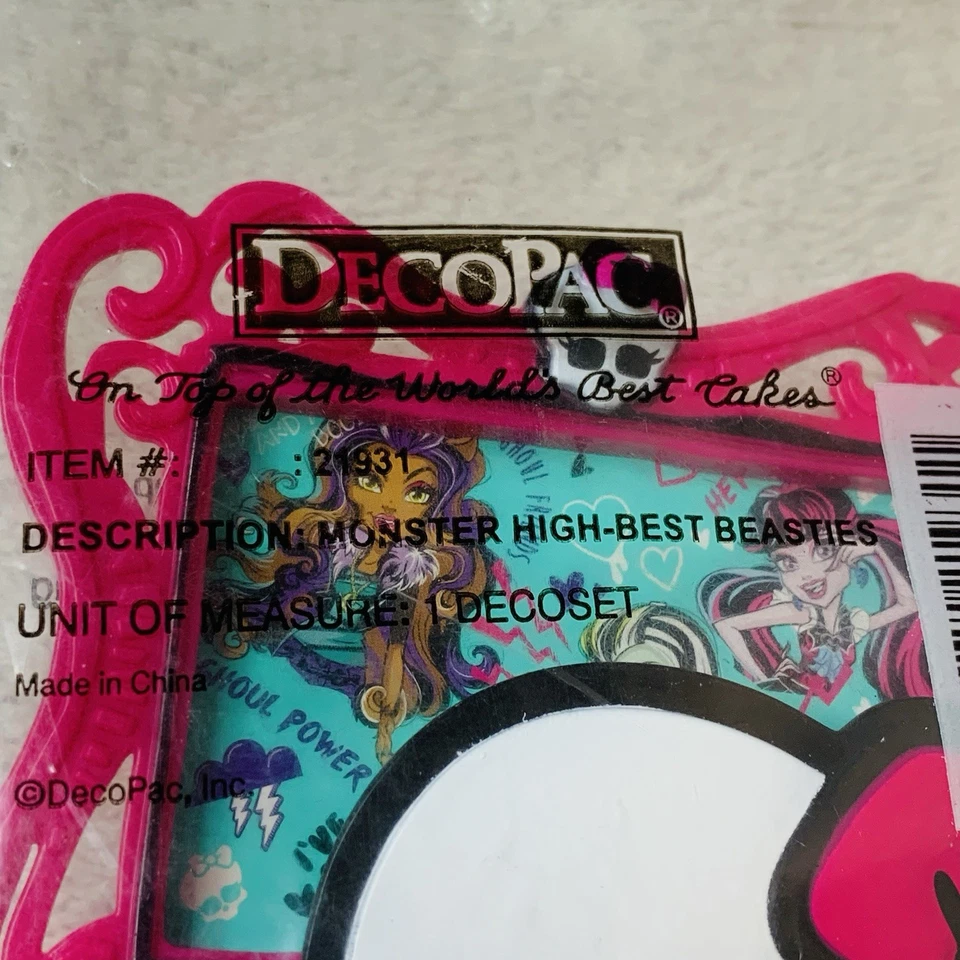 Monster High Best Beasties Cake Topper Decoration  Pink Frame Skull DecoPac Foto 4 de 4